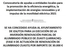 (Castellano)  Convocatoria  de  ayudas  a  entidades  locales  para  la  promoción  de  la  eficiencia  energética,  la  implementación  de  energías  renovables  y  el  impulso  de  la  movilidad  eléctrica  2021.  Gobierno  de  Navarra,  Departamento  de  Desarrollo  Económico  y  Empresarial.